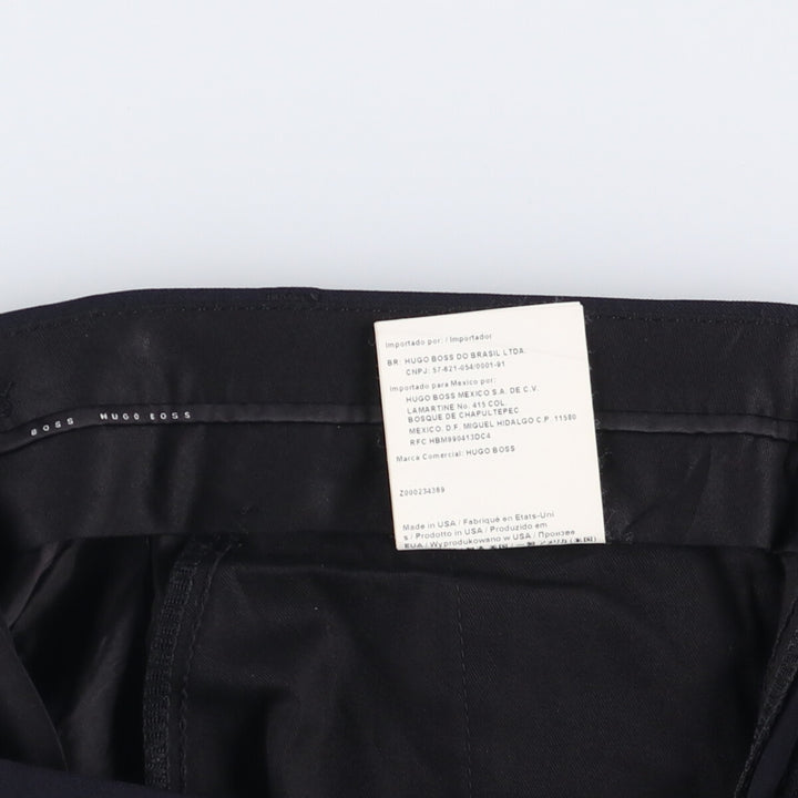 Hugo Boss One-Tuck Wool Pants, Slacks, Made in USA, Men's Size W36 wool navy blue type Vintage Second Hand