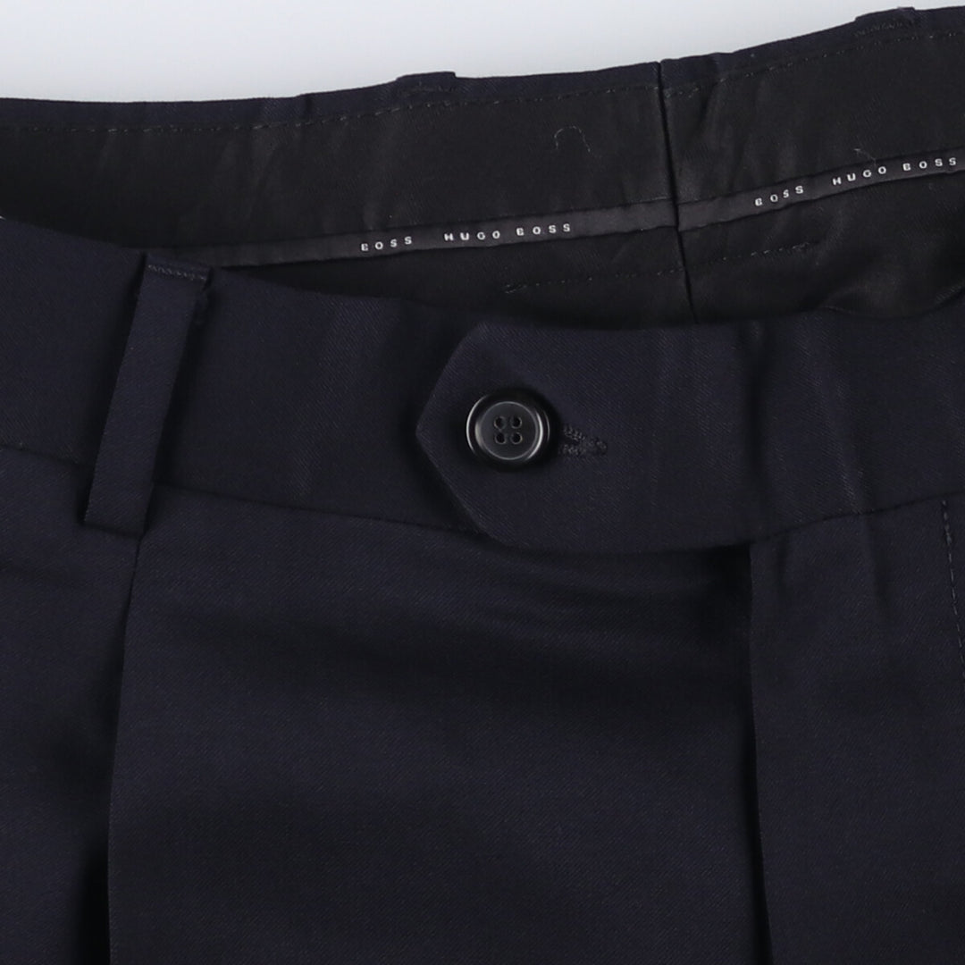 Hugo Boss One-Tuck Wool Pants, Slacks, Made in USA, Men's Size W36 wool navy blue type Vintage Second Hand