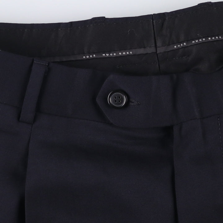 Hugo Boss One-Tuck Wool Pants, Slacks, Made in USA, Men's Size W36 wool navy blue type Vintage Second Hand
