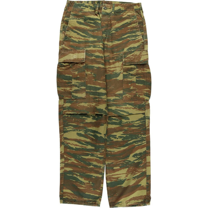 Greek Army Camouflage Pattern Lizard Camo Ripstop Military Cargo Pants S Men's W32 equivalent polyester Khaki type Vintage Second Hand