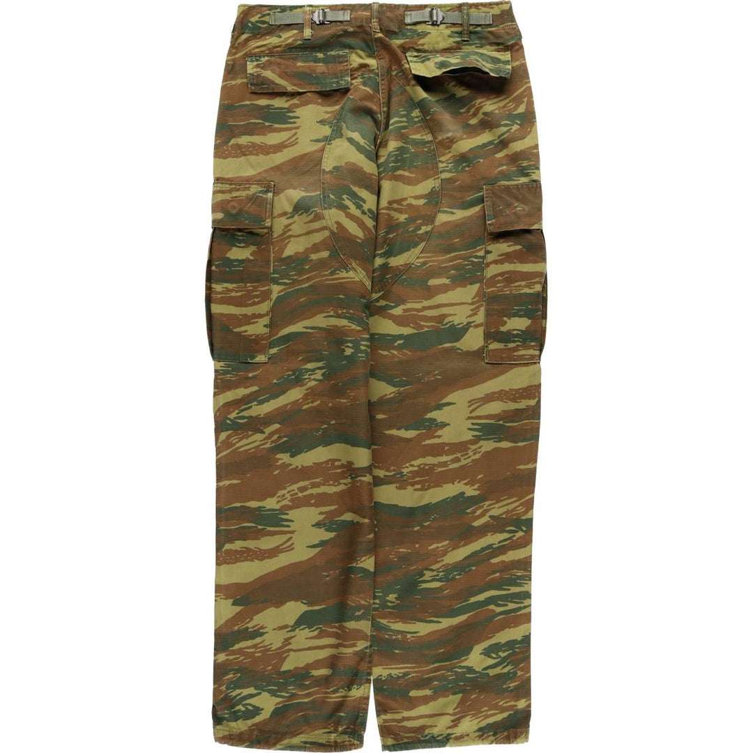 Greek Army Camouflage Pattern Lizard Camo Ripstop Military Cargo Pants S Men's W32 equivalent polyester Khaki type Vintage Second Hand