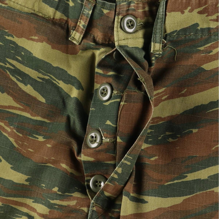 Greek Army Camouflage Pattern Lizard Camo Ripstop Military Cargo Pants S Men's W32 equivalent polyester Khaki type Vintage Second Hand