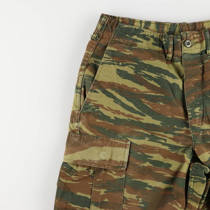 Greek Army Camouflage Pattern Lizard Camo Ripstop Military Cargo Pants S Men's W32 equivalent polyester Khaki type Vintage Second Hand
