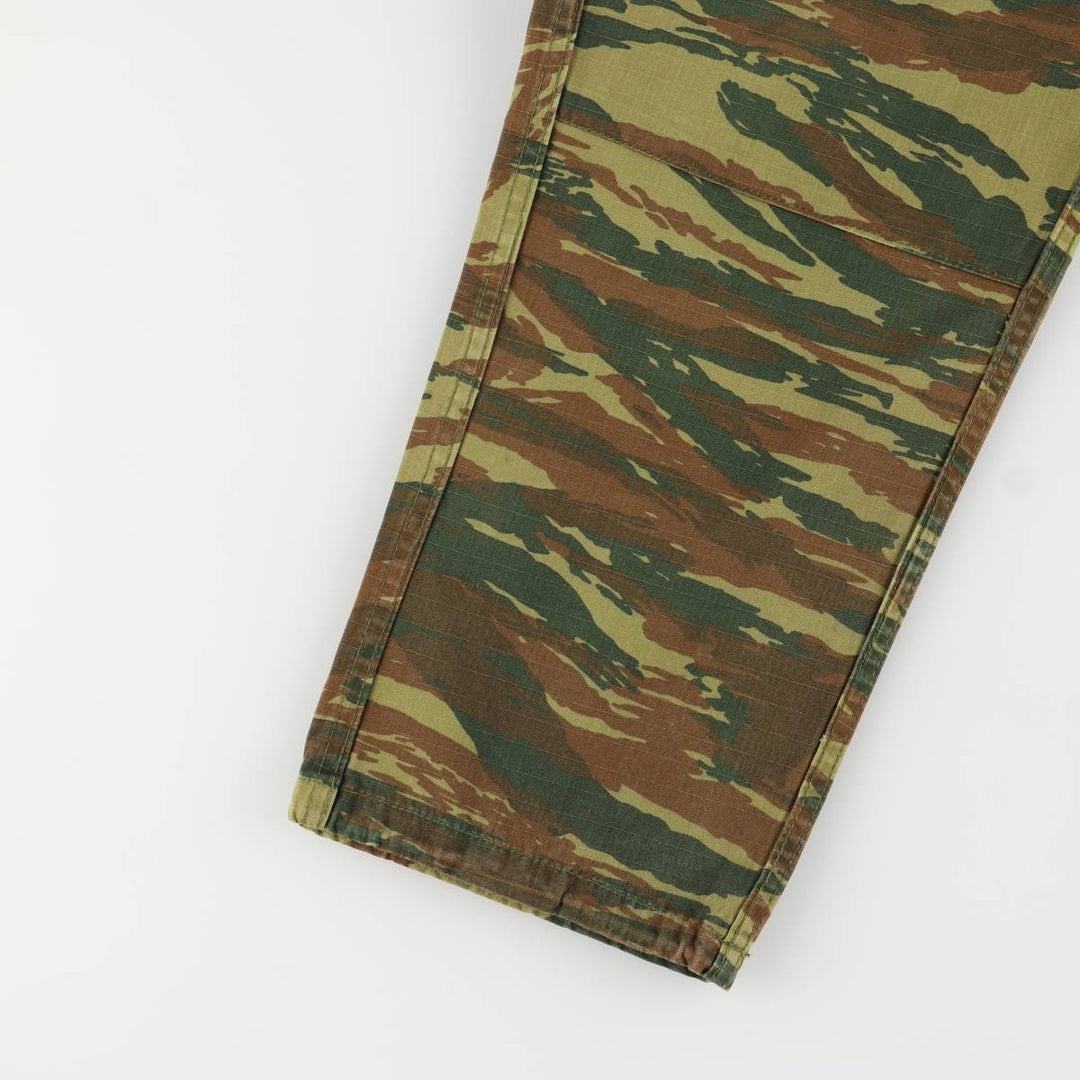 Greek Army Camouflage Pattern Lizard Camo Ripstop Military Cargo Pants S Men's W32 equivalent polyester Khaki type Vintage Second Hand