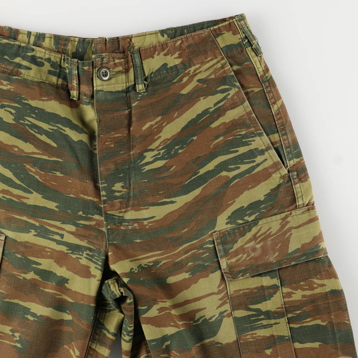 Greek Army Camouflage Pattern Lizard Camo Ripstop Military Cargo Pants S Men's W32 equivalent polyester Khaki type Vintage Second Hand