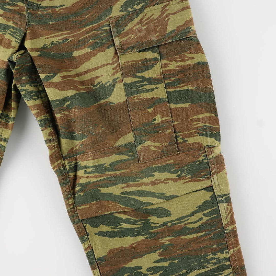 Greek Army Camouflage Pattern Lizard Camo Ripstop Military Cargo Pants S Men's W32 equivalent polyester Khaki type Vintage Second Hand