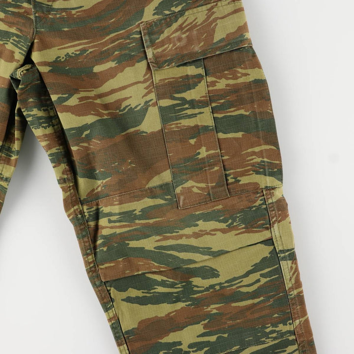 Greek Army Camouflage Pattern Lizard Camo Ripstop Military Cargo Pants S Men's W32 equivalent polyester Khaki type Vintage Second Hand