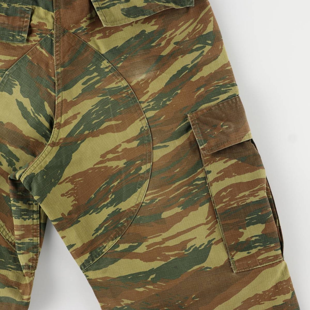 Greek Army Camouflage Pattern Lizard Camo Ripstop Military Cargo Pants S Men's W32 equivalent polyester Khaki type Vintage Second Hand