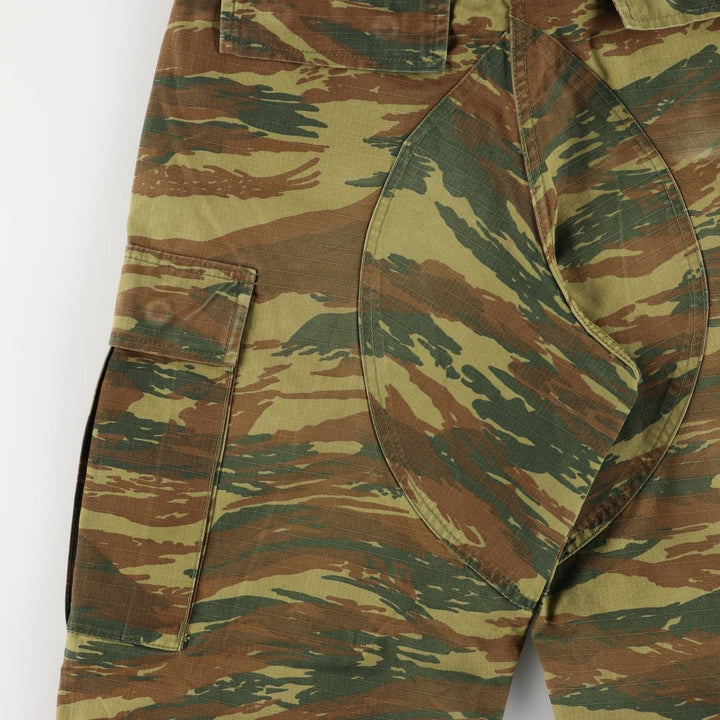 Greek Army Camouflage Pattern Lizard Camo Ripstop Military Cargo Pants S Men's W32 equivalent polyester Khaki type Vintage Second Hand