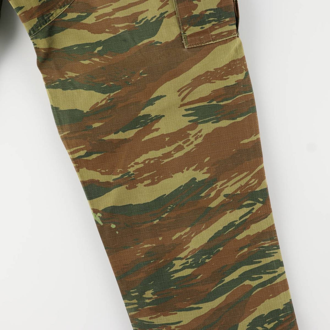 Greek Army Camouflage Pattern Lizard Camo Ripstop Military Cargo Pants S Men's W32 equivalent polyester Khaki type Vintage Second Hand