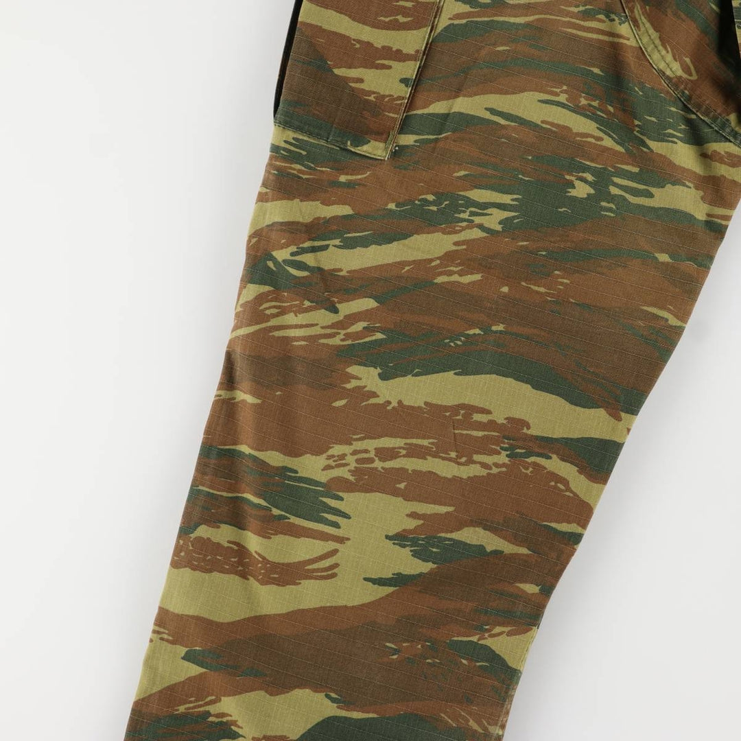 Greek Army Camouflage Pattern Lizard Camo Ripstop Military Cargo Pants S Men's W32 equivalent polyester Khaki type Vintage Second Hand