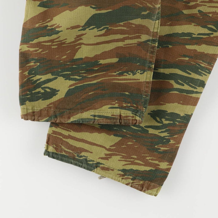 Greek Army Camouflage Pattern Lizard Camo Ripstop Military Cargo Pants S Men's W32 equivalent polyester Khaki type Vintage Second Hand