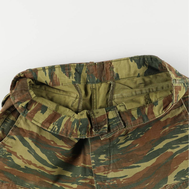 Greek Army Camouflage Pattern Lizard Camo Ripstop Military Cargo Pants S Men's W32 equivalent polyester Khaki type Vintage Second Hand