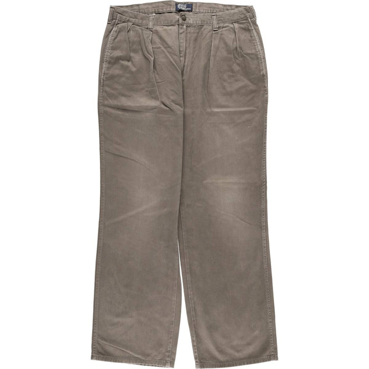 90'S Ralph Lauren POLO by Ralph Lauren Two-pleat Chino Pants Made in USA Men's W35 Vintage cotton brown type Vintage Second Hand