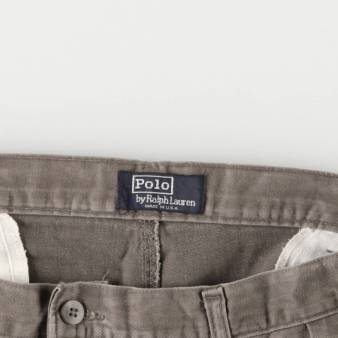 90'S Ralph Lauren POLO by Ralph Lauren Two-pleat Chino Pants Made in USA Men's W35 Vintage cotton brown type Vintage Second Hand