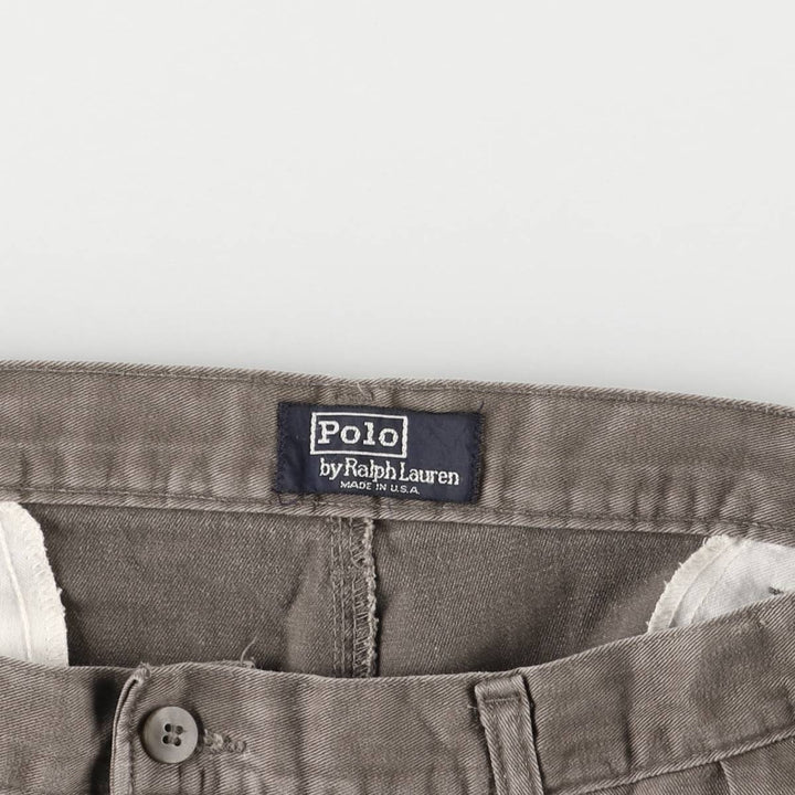 90'S Ralph Lauren POLO by Ralph Lauren Two-pleat Chino Pants Made in USA Men's W35 Vintage cotton brown type Vintage Second Hand