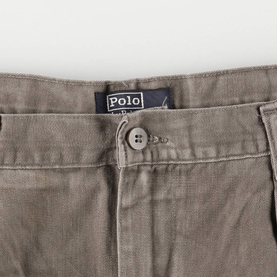 90'S Ralph Lauren POLO by Ralph Lauren Two-pleat Chino Pants Made in USA Men's W35 Vintage cotton brown type Vintage Second Hand