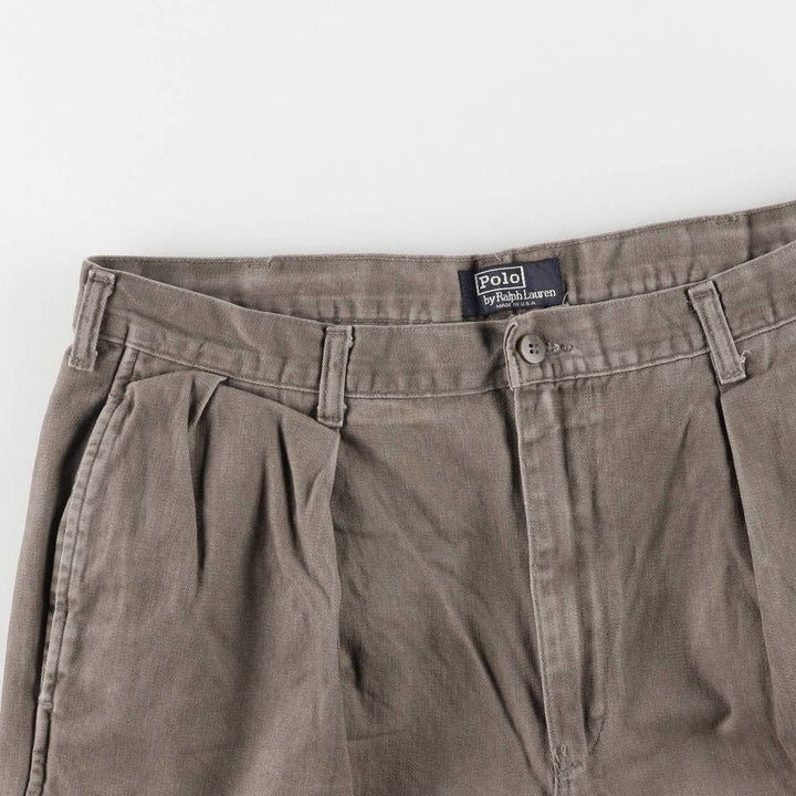 90'S Ralph Lauren POLO by Ralph Lauren Two-pleat Chino Pants Made in USA Men's W35 Vintage cotton brown type Vintage Second Hand