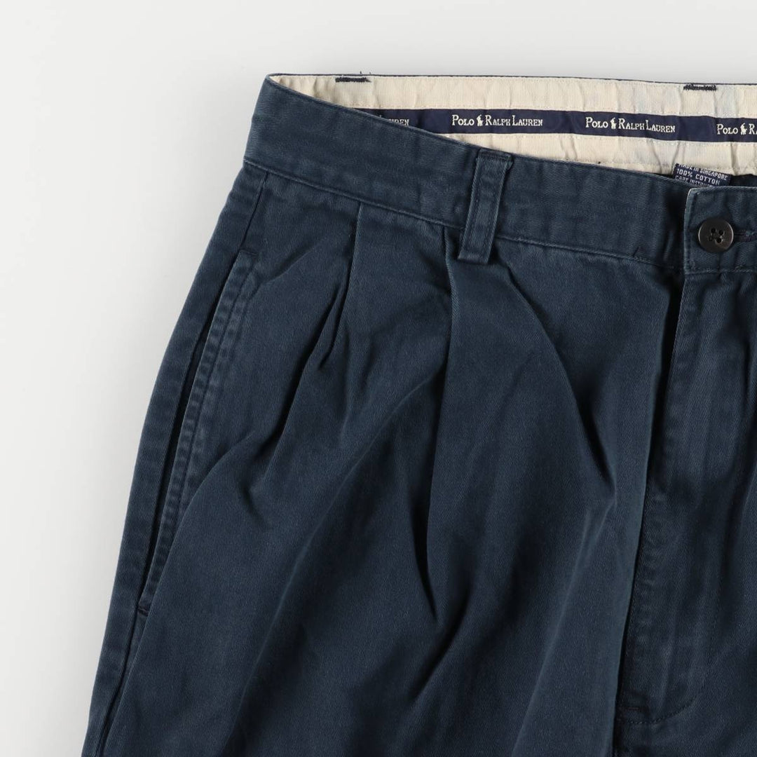 Ralph Lauren Polo Ralph Lauren Two-pleat Chino Pants Men's W30 cotton navy blue type Vintage Second Hand