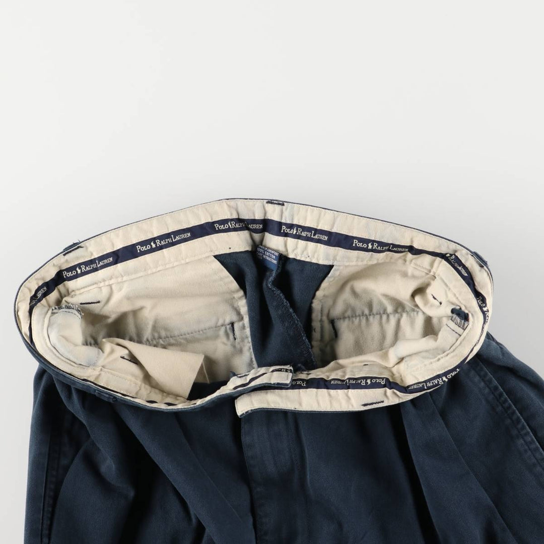 Ralph Lauren Polo Ralph Lauren Two-pleat Chino Pants Men's W30 cotton navy blue type Vintage Second Hand
