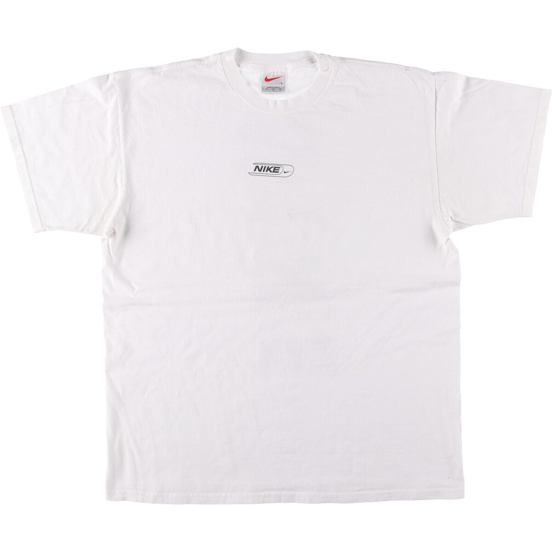 Nike logo T-shirt, men's size L cotton white type Vintage Second Hand