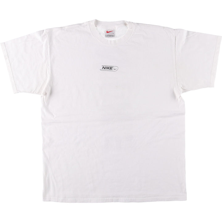 Nike logo T-shirt, men's size L cotton white type Vintage Second Hand