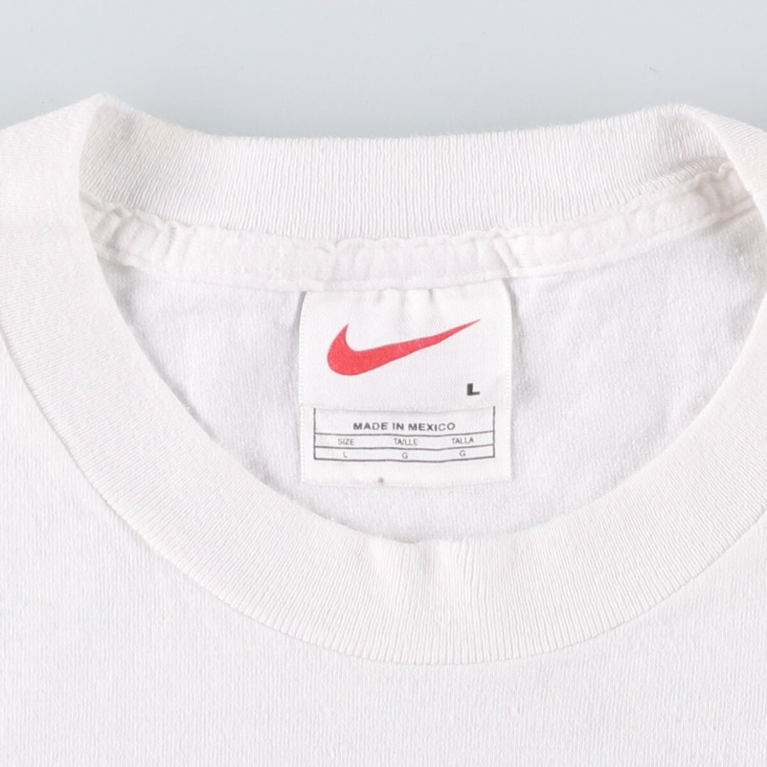 Nike logo T-shirt, men's size L cotton white type Vintage Second Hand