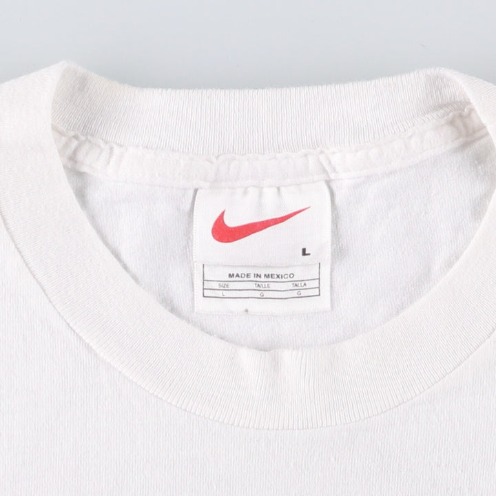 Nike logo T-shirt, men's size L cotton white type Vintage Second Hand