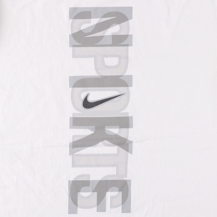 Nike logo T-shirt, men's size L cotton white type Vintage Second Hand