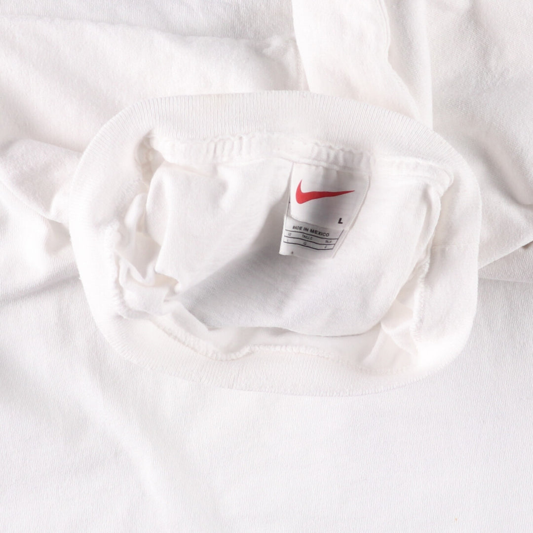 Nike logo T-shirt, men's size L cotton white type Vintage Second Hand