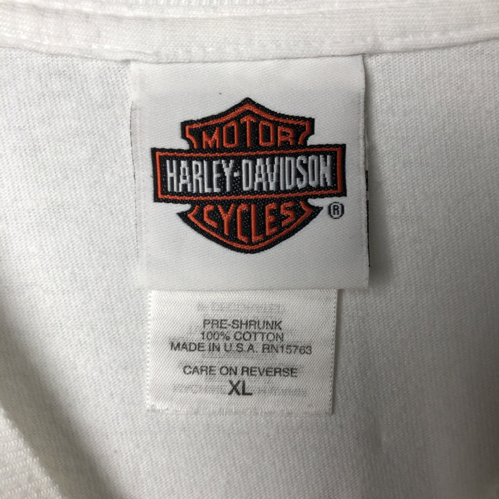 00'S Harley-Davidson Eagle Pattern Stars and Stripes Long T-Shirt Made in USA Men's XL cotton white type Vintage Second Hand