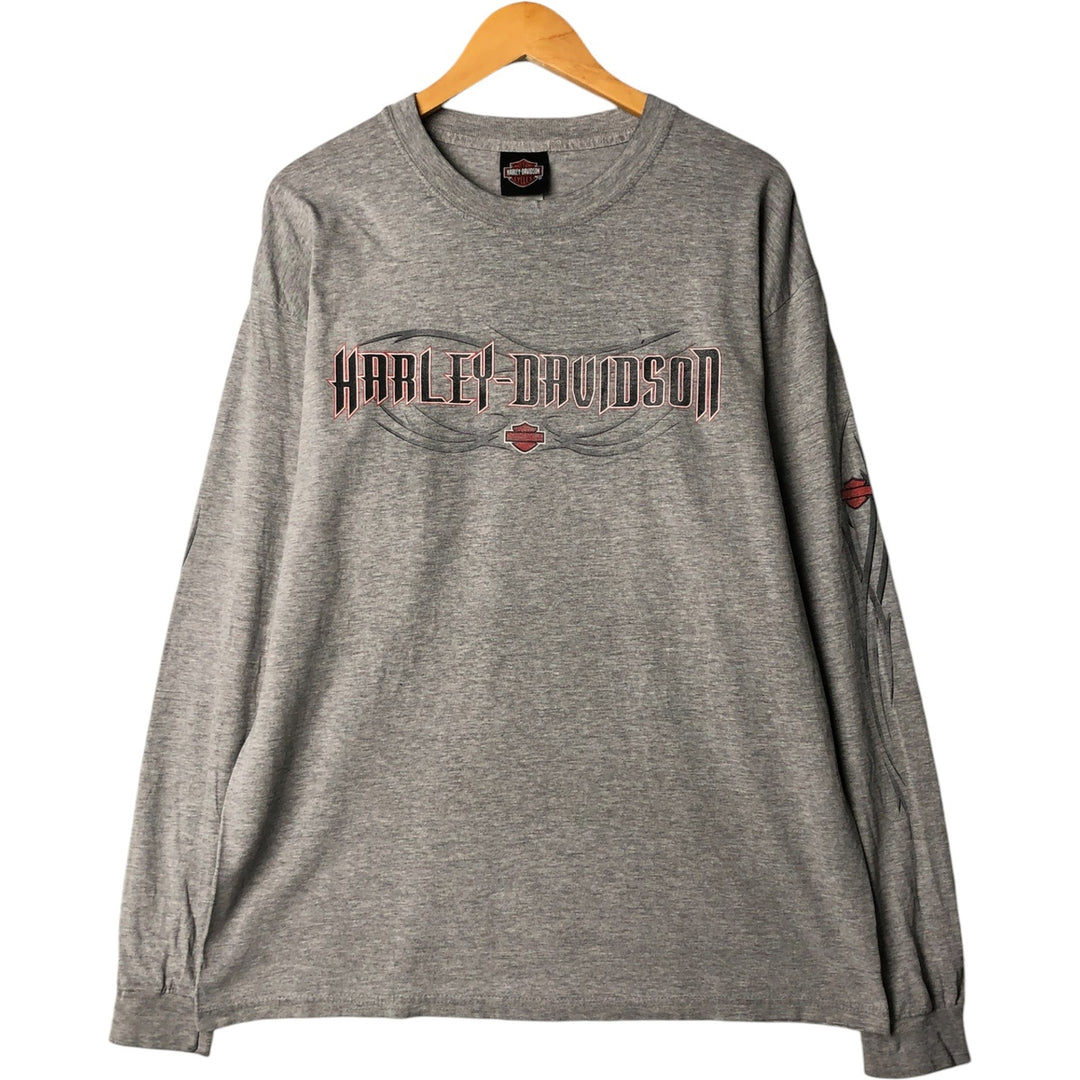 00'S Harley-Davidson Long Sleeve T-Shirt Made in USA Men's Size L cotton gray type Vintage Second Hand