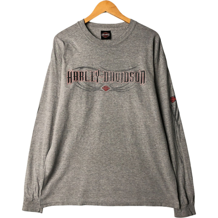 00'S Harley-Davidson Long Sleeve T-Shirt Made in USA Men's Size L cotton gray type Vintage Second Hand