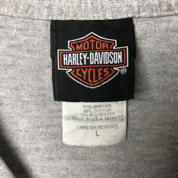 00'S Harley-Davidson Long Sleeve T-Shirt Made in USA Men's Size L cotton gray type Vintage Second Hand