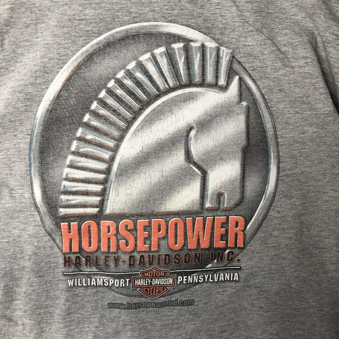 00'S Harley-Davidson Long Sleeve T-Shirt Made in USA Men's Size L cotton gray type Vintage Second Hand