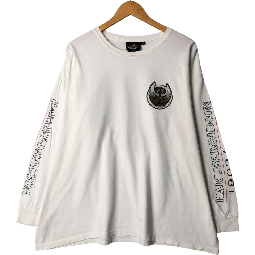 Harley-Davidson Long Sleeve T-Shirt Made in USA Men's XXL cotton white type Vintage Second Hand