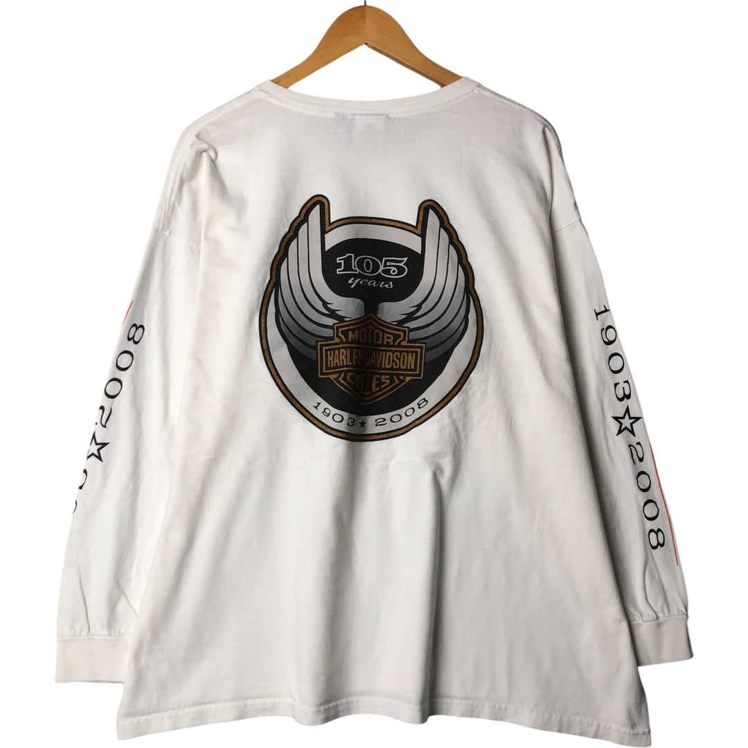 Harley-Davidson Long Sleeve T-Shirt Made in USA Men's XXL cotton white type Vintage Second Hand