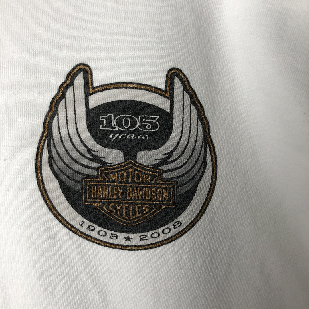 Harley-Davidson Long Sleeve T-Shirt Made in USA Men's XXL cotton white type Vintage Second Hand