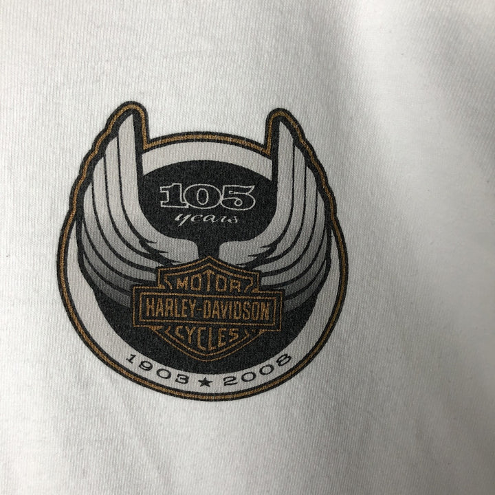Harley-Davidson Long Sleeve T-Shirt Made in USA Men's XXL cotton white type Vintage Second Hand