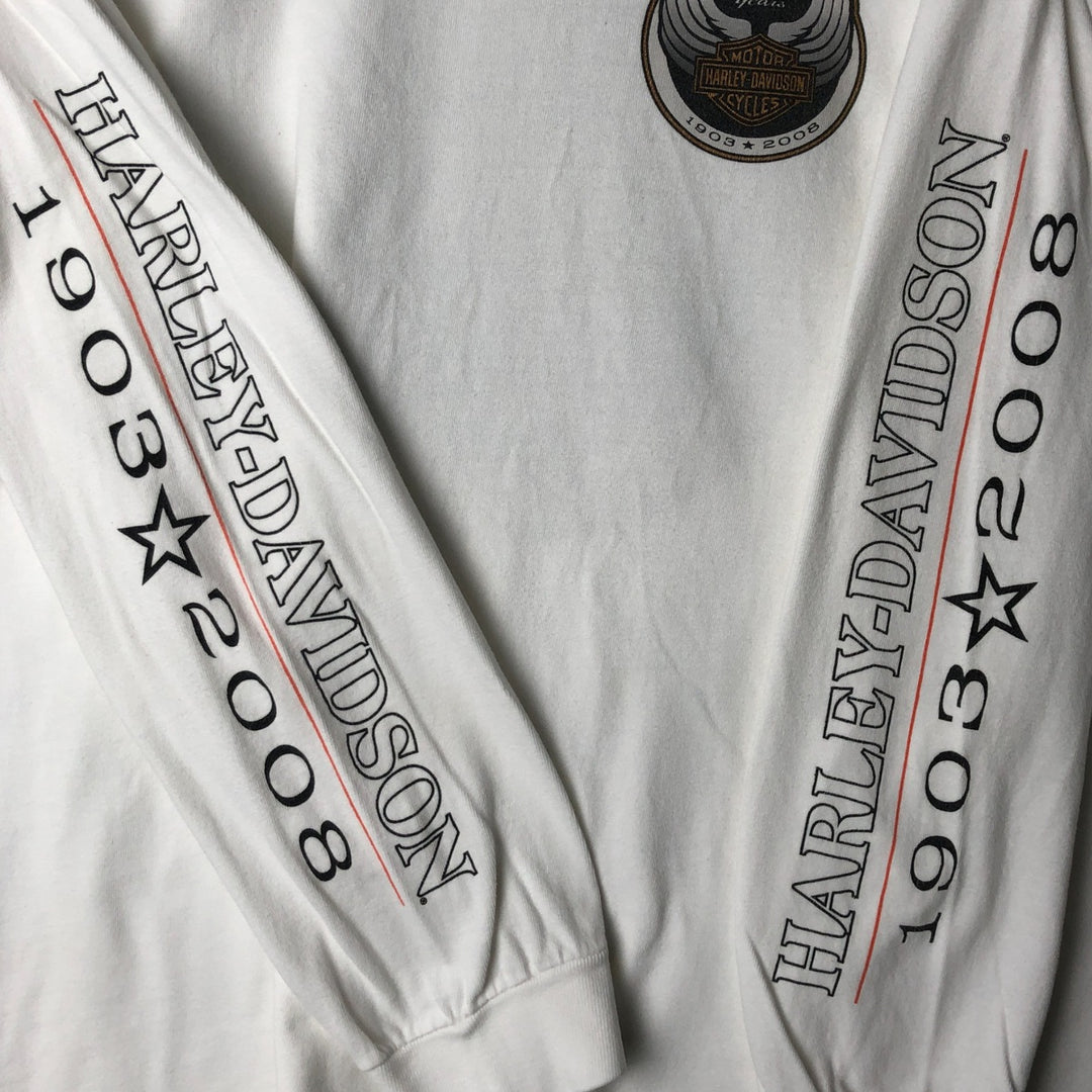 Harley-Davidson Long Sleeve T-Shirt Made in USA Men's XXL cotton white type Vintage Second Hand