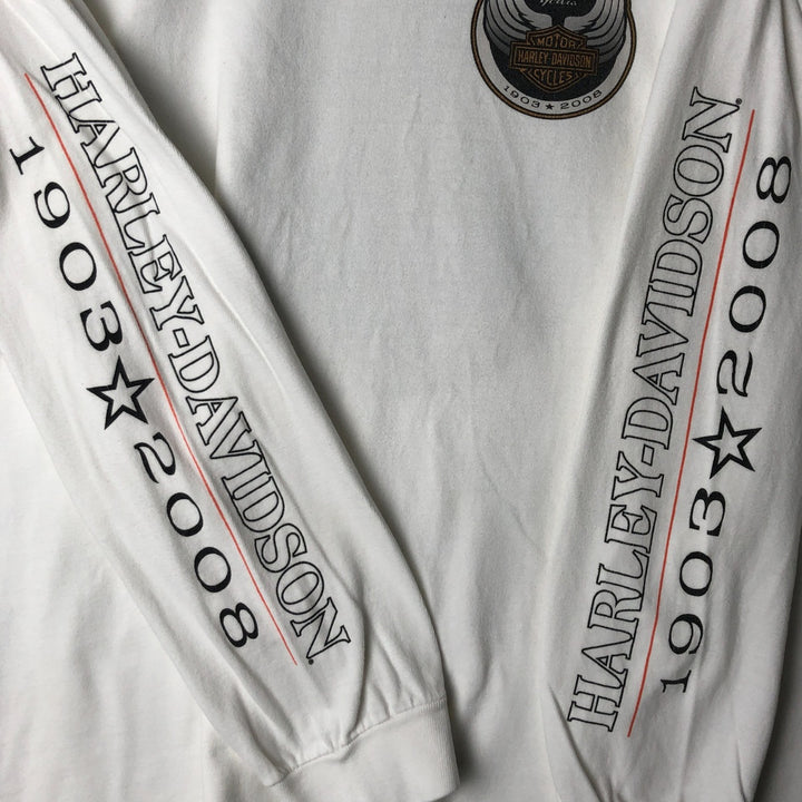 Harley-Davidson Long Sleeve T-Shirt Made in USA Men's XXL cotton white type Vintage Second Hand