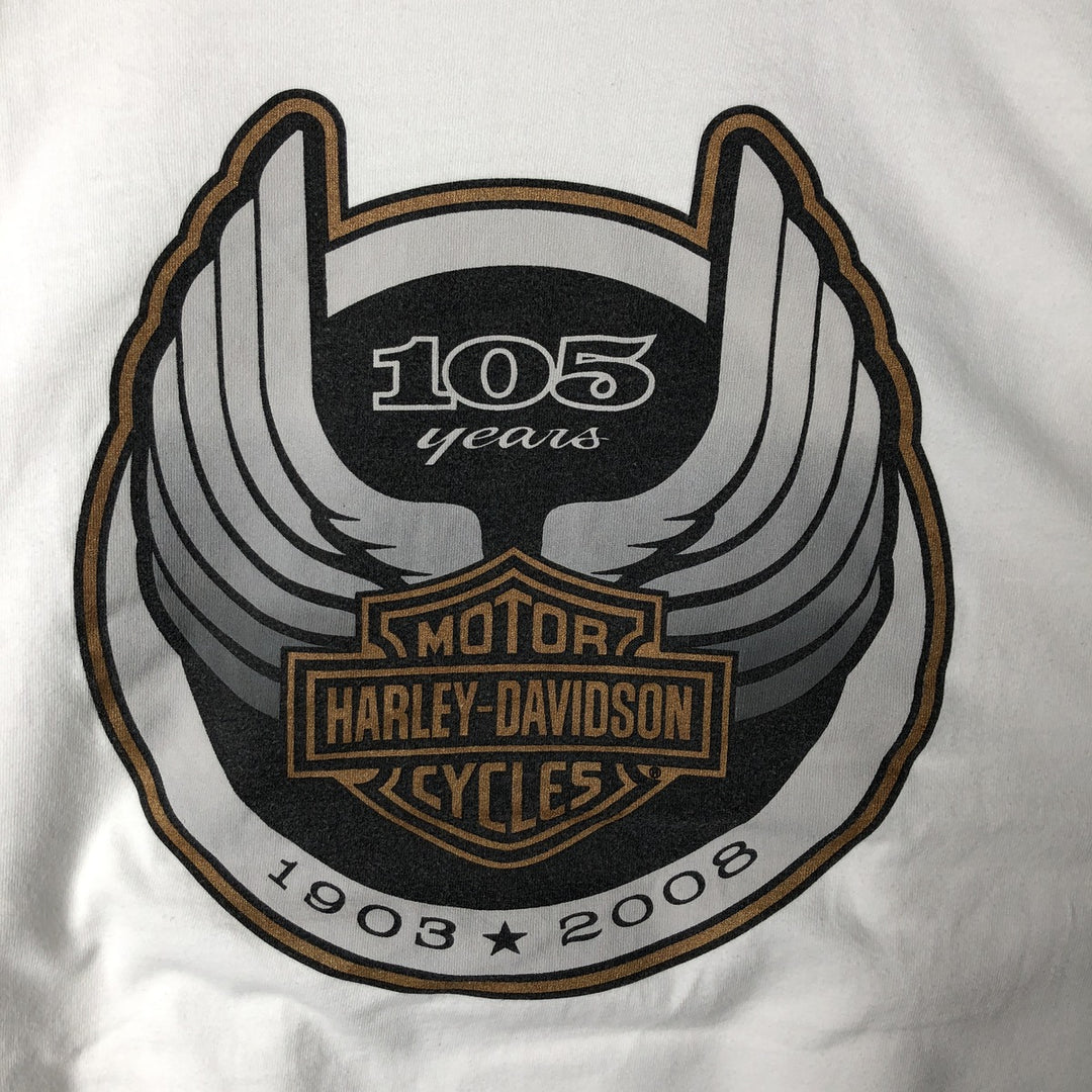 Harley-Davidson Long Sleeve T-Shirt Made in USA Men's XXL cotton white type Vintage Second Hand