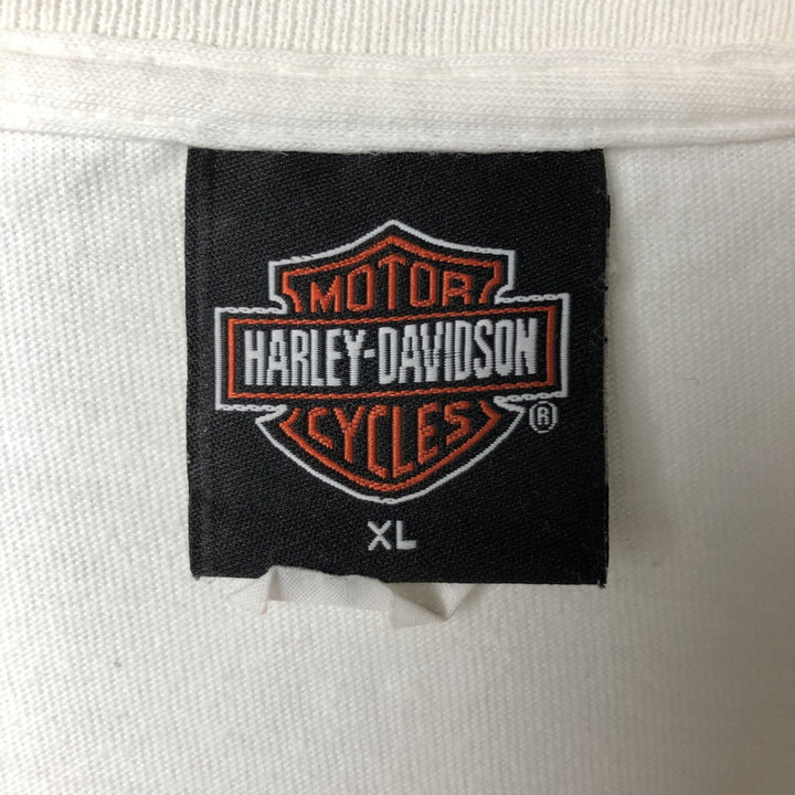 00'S Harley-Davidson Eagle Pattern Long Sleeve T-Shirt Made in USA Men's XL unclear white type Vintage Second Hand