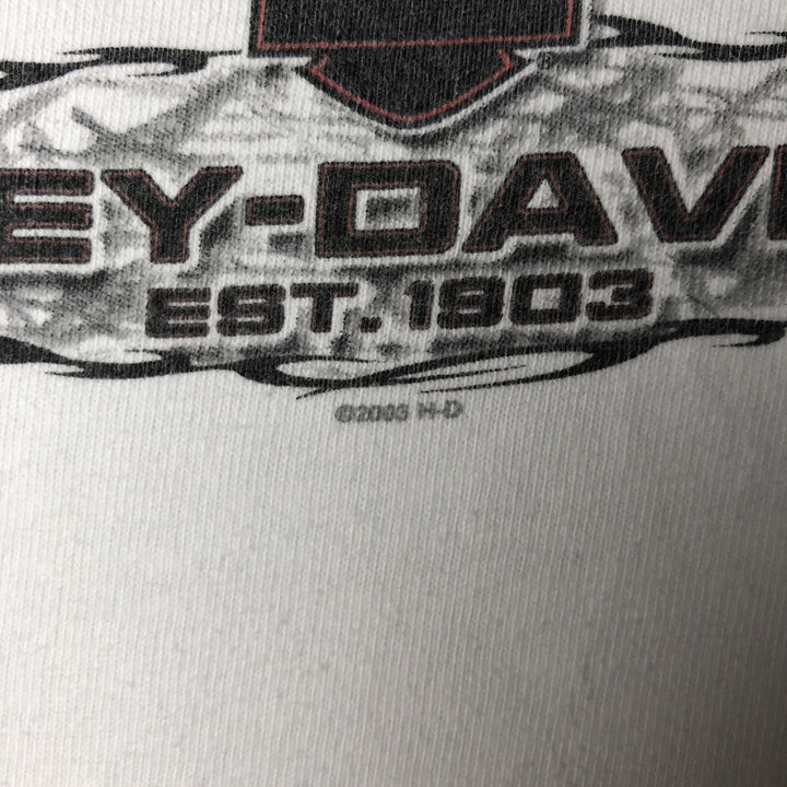 00'S Harley-Davidson Eagle Pattern Long Sleeve T-Shirt Made in USA Men's XL unclear white type Vintage Second Hand