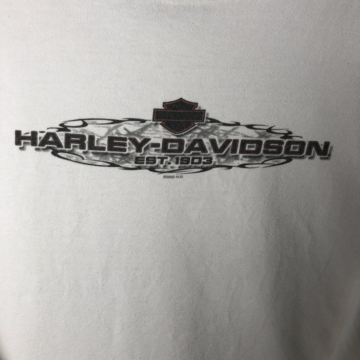 00'S Harley-Davidson Eagle Pattern Long Sleeve T-Shirt Made in USA Men's XL unclear white type Vintage Second Hand