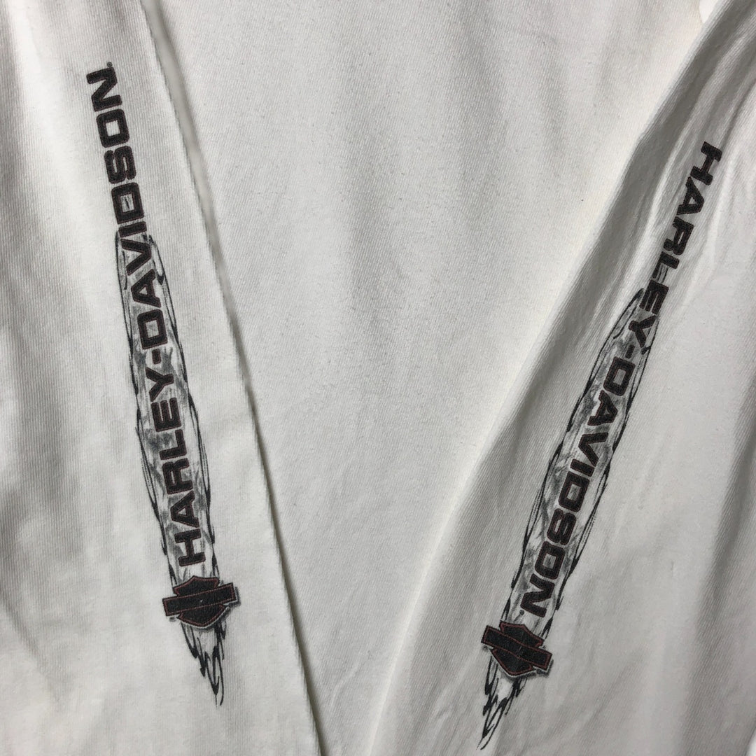 00'S Harley-Davidson Eagle Pattern Long Sleeve T-Shirt Made in USA Men's XL unclear white type Vintage Second Hand
