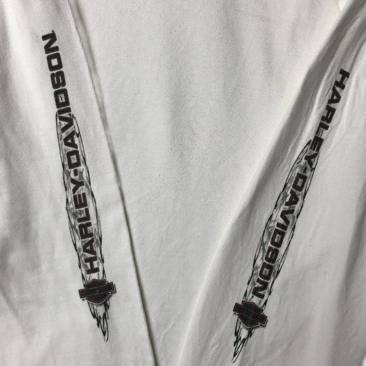00'S Harley-Davidson Eagle Pattern Long Sleeve T-Shirt Made in USA Men's XL unclear white type Vintage Second Hand