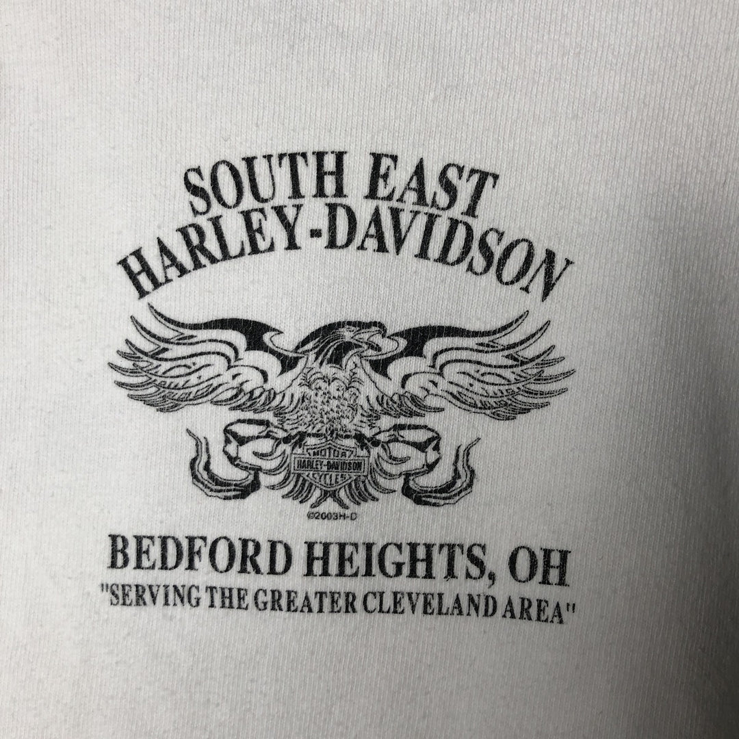 00'S Harley-Davidson Eagle Pattern Long Sleeve T-Shirt Made in USA Men's XL unclear white type Vintage Second Hand