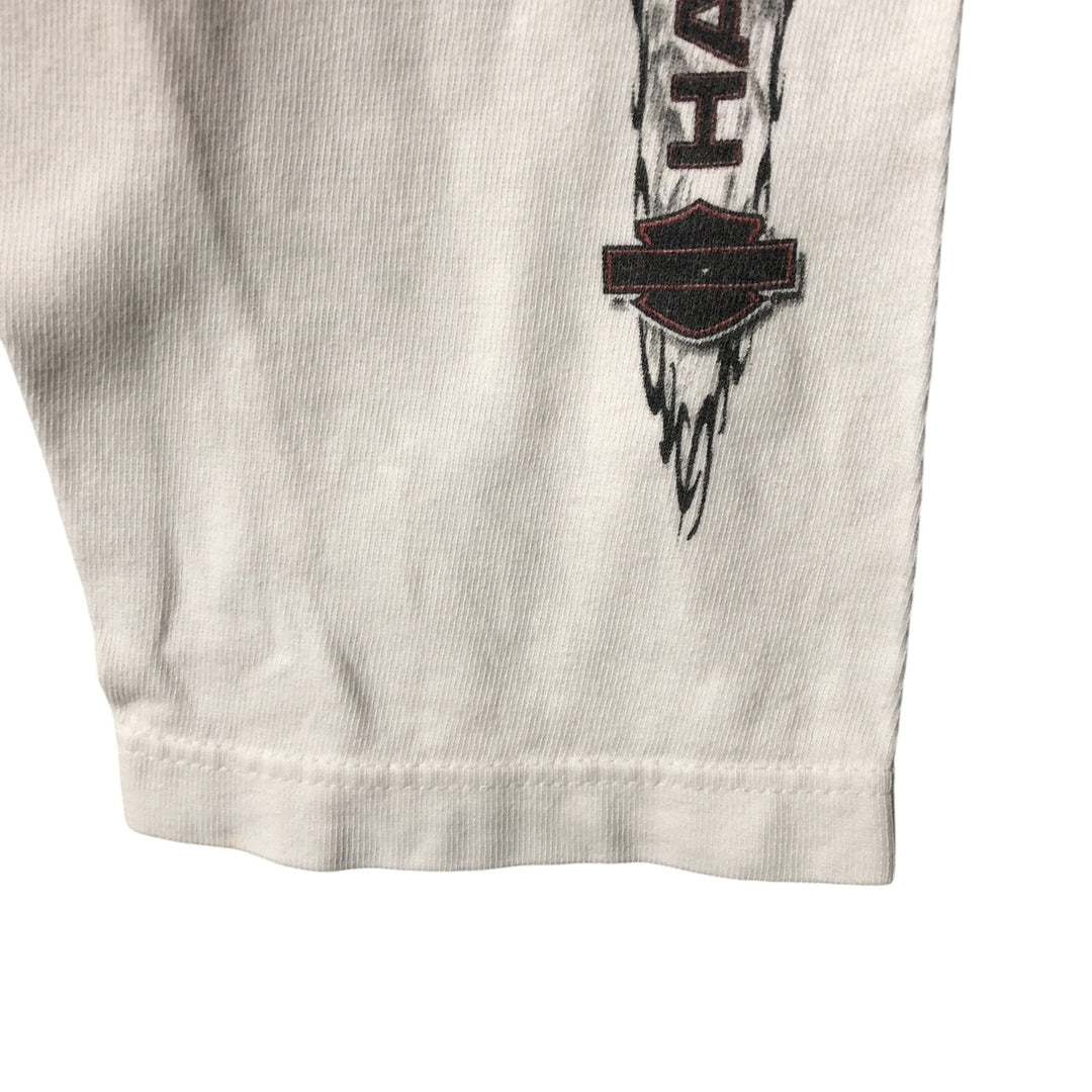 00'S Harley-Davidson Eagle Pattern Long Sleeve T-Shirt Made in USA Men's XL unclear white type Vintage Second Hand