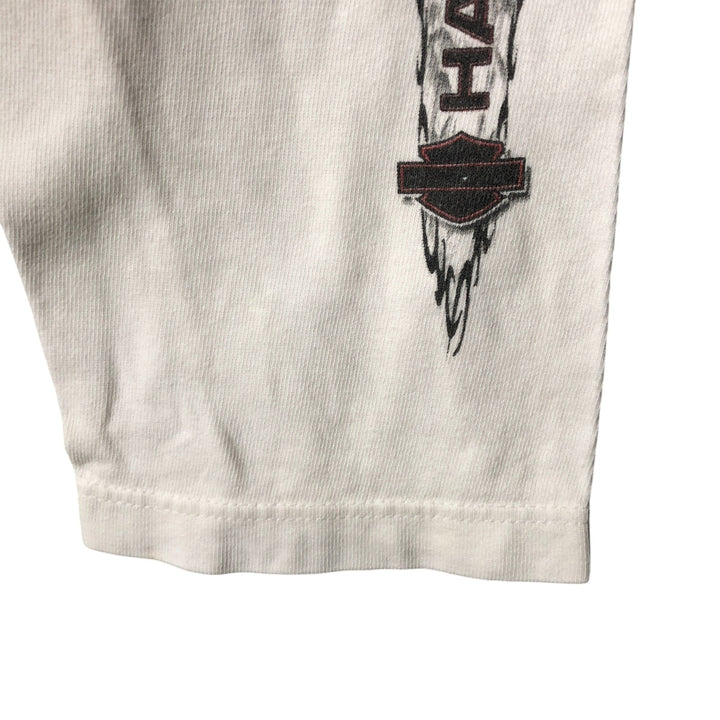 00'S Harley-Davidson Eagle Pattern Long Sleeve T-Shirt Made in USA Men's XL unclear white type Vintage Second Hand